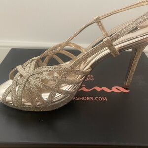 Nina Shimmering Gold Strappy Heels